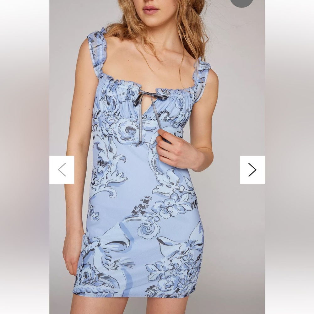 NWOT Urban Outfitters UO Kimchi Blue Mesh Mini Dress 90s Y2K Babydoll Size Large